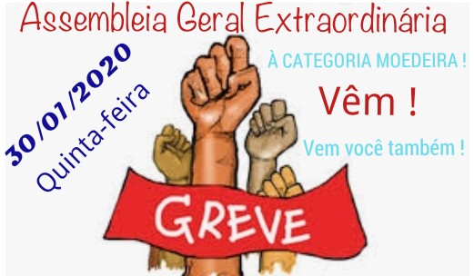 EDITAL DE CONVOCAÇÃO  ASSEMBLEIA GERAL EXTRAORDINÁRIA, DIA 30/01/2020 -QUINTA-FEIRA