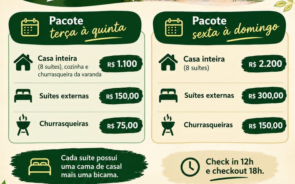 ABERTO O LINK PARA RESERVAS EM GUAPIMIRIM!